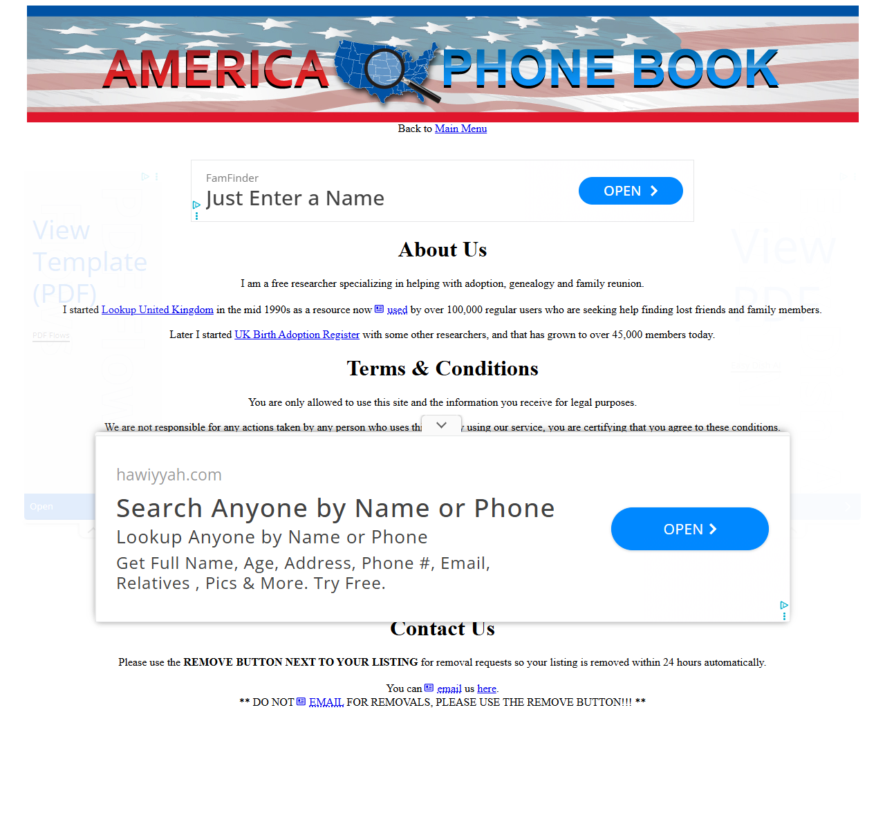 AmericaPhoneBook opt-out step 3 screenshot