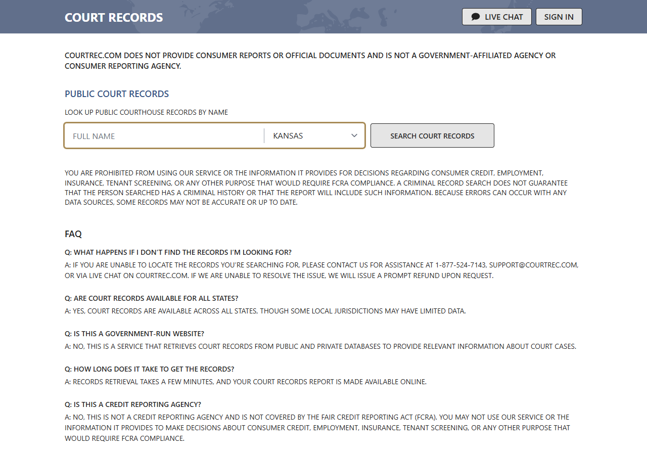 CourtRec opt-out step 1 screenshot
