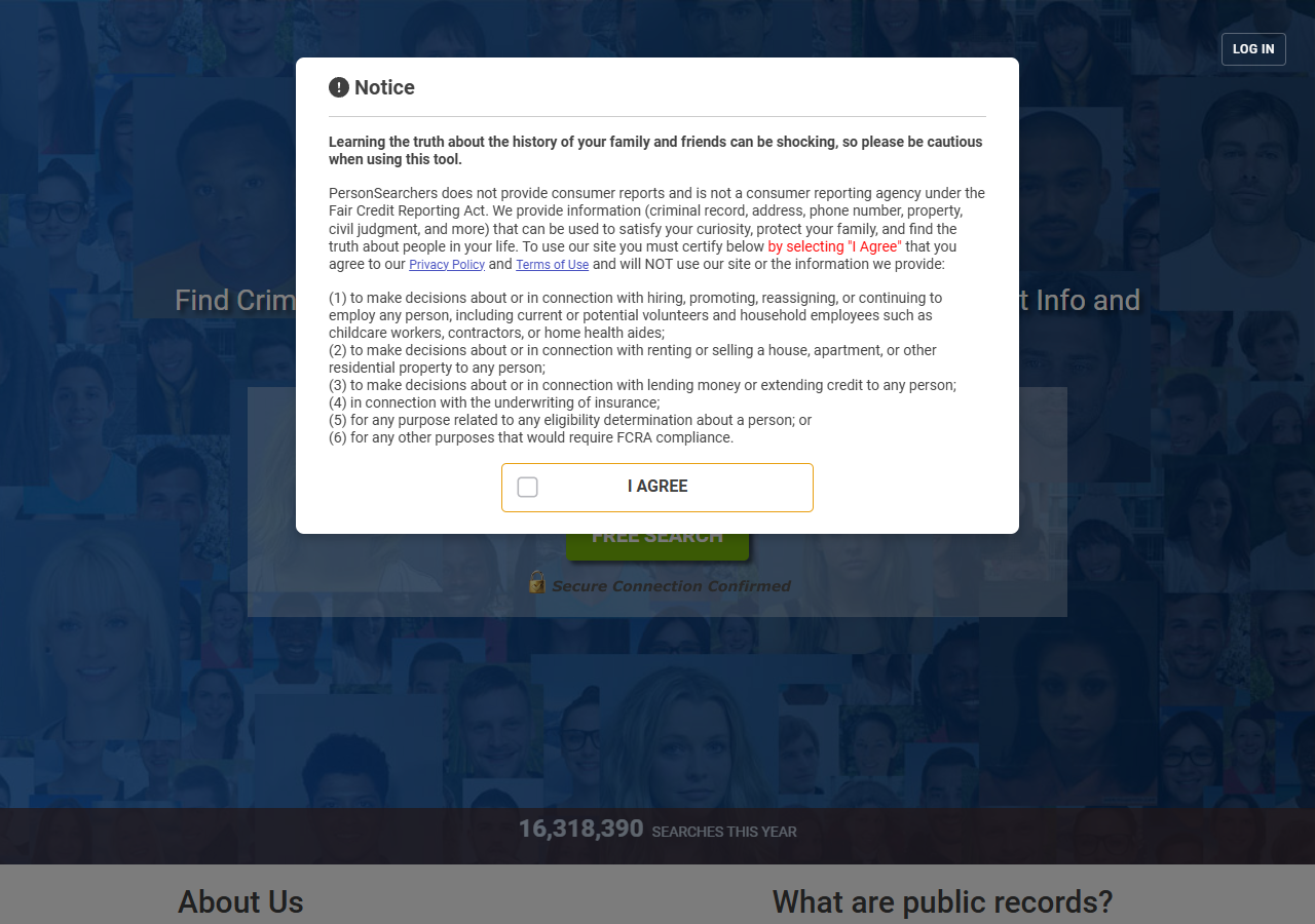PersonSearchers opt-out step 2 screenshot