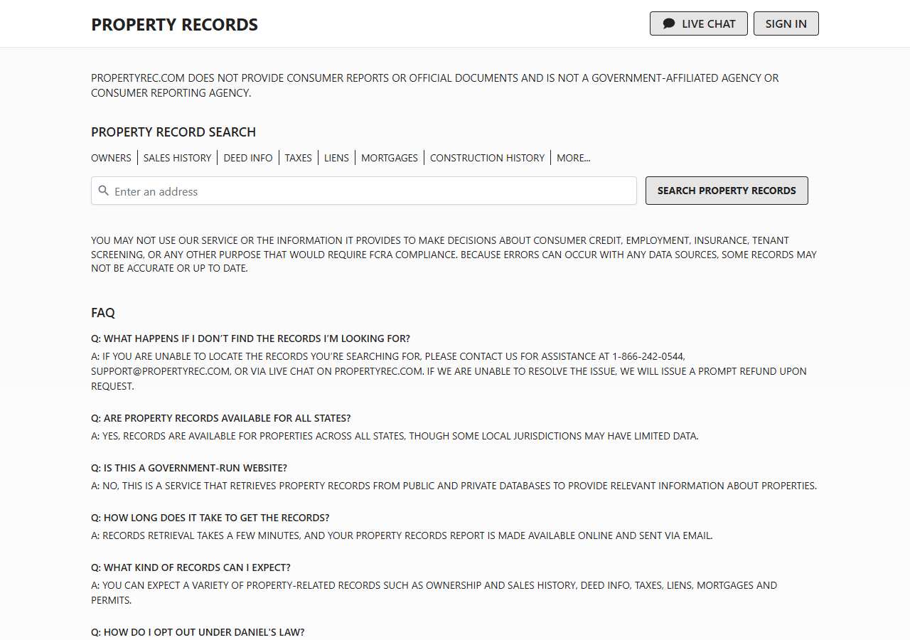 PropertyRec opt-out step 1 screenshot