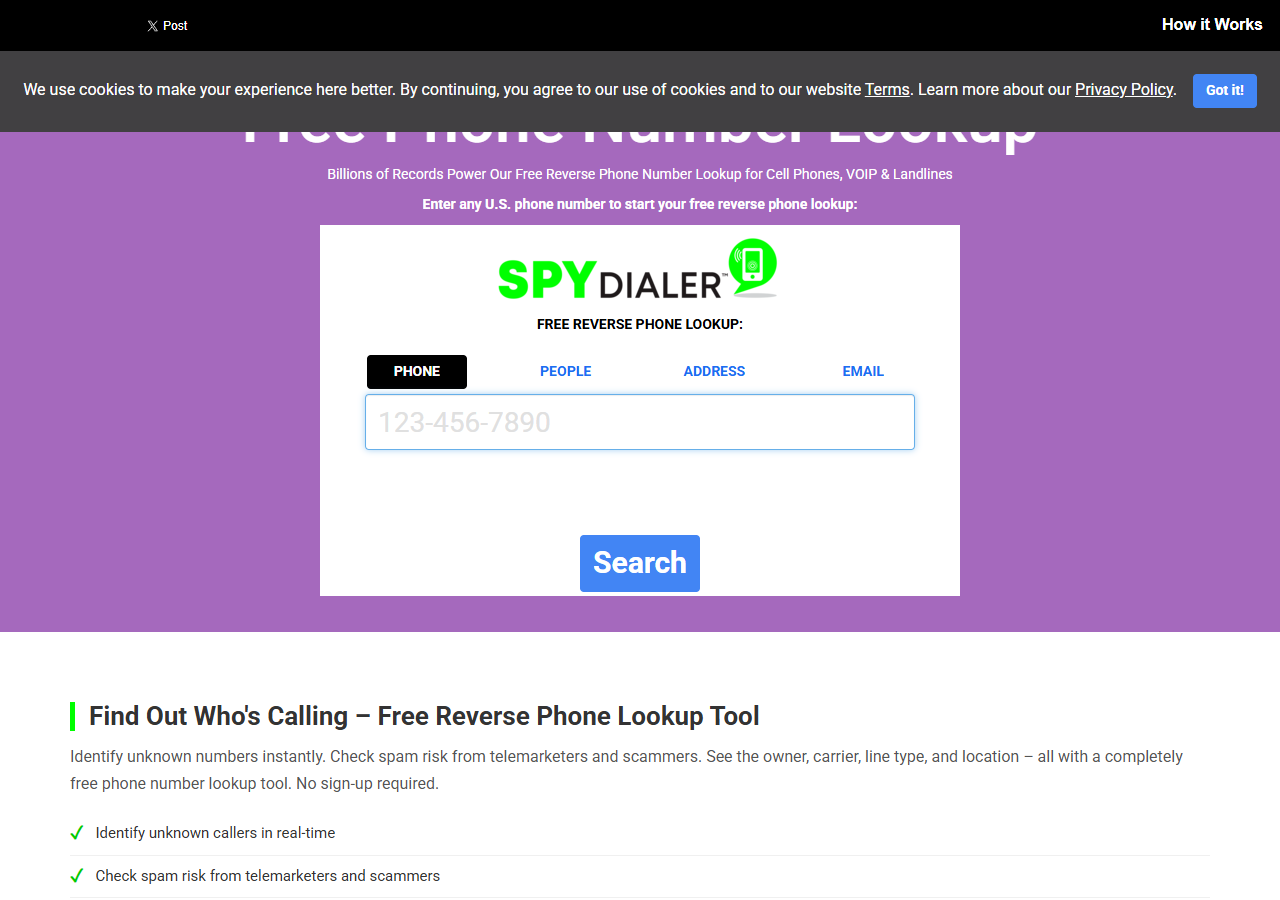 SpyDialer opt-out step 1 screenshot