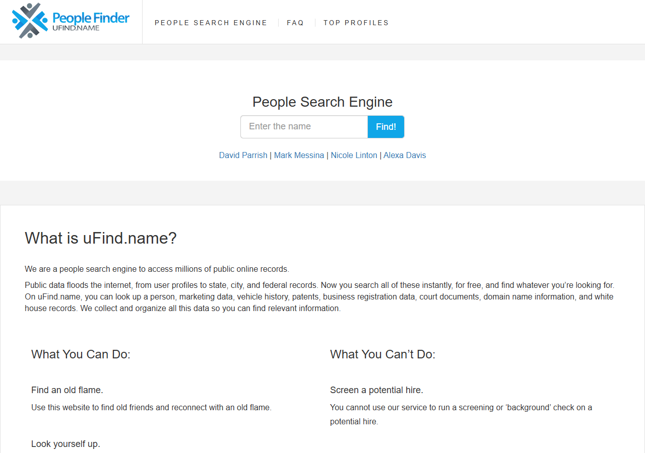 uFind.name opt-out step 1 screenshot