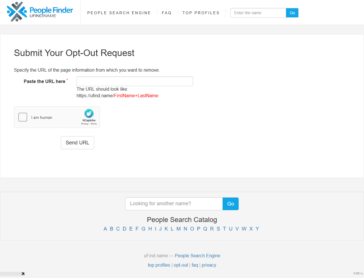 uFind.name opt-out step 3 screenshot