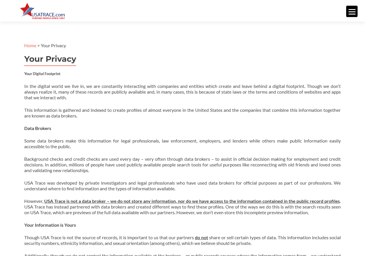 USATrace opt-out step 2 screenshot